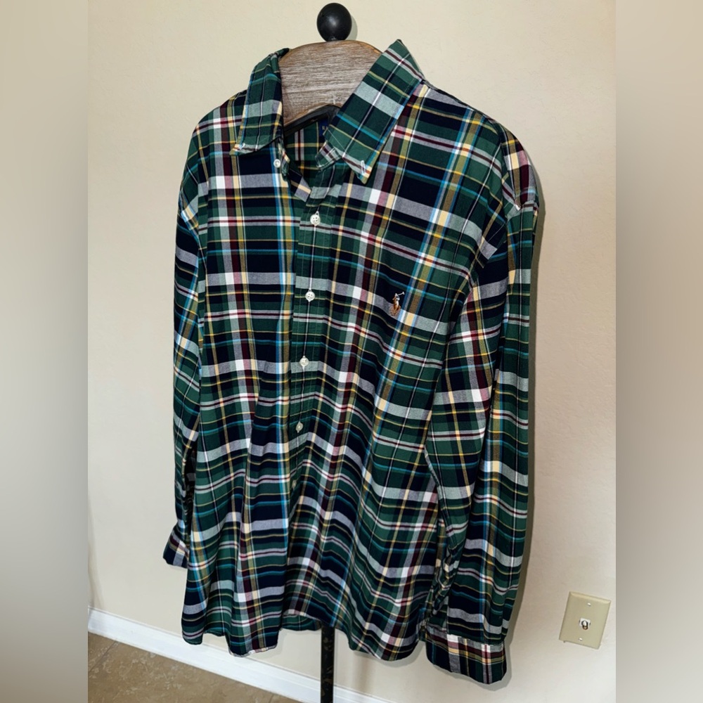 Plaid polo button down